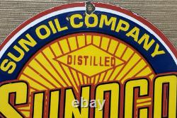 Vintage Sunoco Gasoline Porcelain Sign Dealership Gas Station Motor Oil