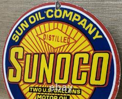 Vintage Sunoco Gasoline Porcelain Sign Dealership Gas Station Motor Oil