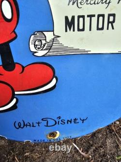 Vintage Sunoco Gasoline Porcelain Sign Walt Disney Mickey Mouse Gas Pump Sign