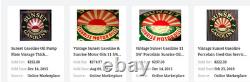 Vintage Sunrise Motor Oils Sunset Gasoline 11 3/4 Porcelain Metal Airplane Sign