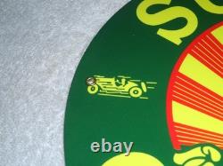 Vintage Sunrise Motor Oils Sunset Gasoline 11 3/4 Porcelain Metal Airplane Sign