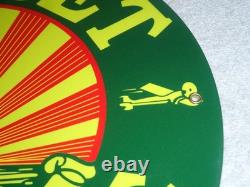 Vintage Sunrise Motor Oils Sunset Gasoline 11 3/4 Porcelain Metal Airplane Sign