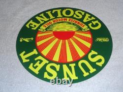 Vintage Sunrise Motor Oils Sunset Gasoline 11 3/4 Porcelain Metal Airplane Sign