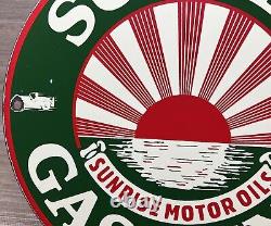 Vintage Sunset Gasoline Porcelain Sign Service Gas Station Sunrise Motor Oil