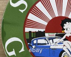 Vintage Sunset Gasoline Porcelain Sign Service Gas Station Sunrise Motor Oil