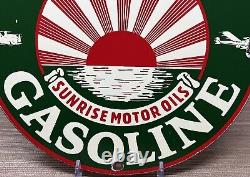 Vintage Sunset Gasoline Porcelain Sign Service Gas Station Sunrise Motor Oil