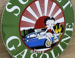 Vintage Sunset Gasoline Porcelain Sign Service Gas Station Sunrise Motor Oil