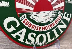 Vintage Sunset Gasoline Porcelain Sign Service Gas Station Sunrise Motor Oil