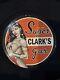 Vintage Super Clark Gas Wonder Women Pinup Girl Porcelain Gas Oil Pump Ad Sign