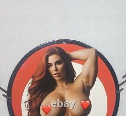 Vintage Super Clark Gasoline Pinup Girl Porcelain Gas Oil Service Pump Ad Sign