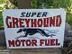 Vintage Super Greyhound Motor Fuel Lines Bus Depot Porcelain Sign 12 X 8