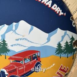 Vintage Super Shell Gasoline 400 Extra Dry 12 Inch Convex Porcelain Enamel Sign