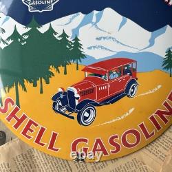 Vintage Super Shell Gasoline 400 Extra Dry 12 Inch Convex Porcelain Enamel Sign