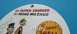 Vintage Super Shell Gasoline Porcelain Gas Service Station Mutt & Jeff Pump Sign