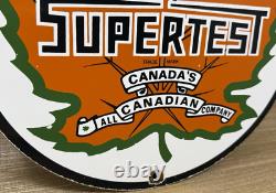 Vintage Supertest Gasoline Porcelain Sign Gas Station Pump Plate Motor Oil