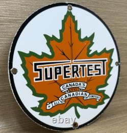 Vintage Supertest Gasoline Porcelain Sign Gas Station Pump Plate Motor Oil