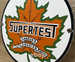 Vintage Supertest Gasoline Porcelain Sign Gas Station Pump Plate Motor Oil