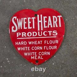 Vintage Sweet Heart Products Old Us Gasoline Oil Gas Pump Enamel Porcelain Sign