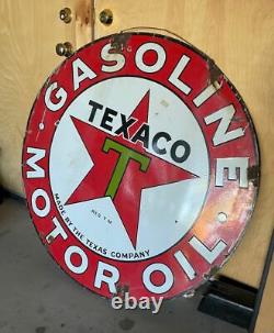 Vintage TEXACO Porcelain 42 Double sided motor oil sign