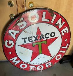 Vintage TEXACO Porcelain 42 Double sided motor oil sign