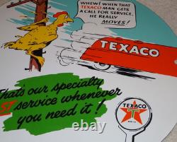 Vintage Texaco Chicken & Tanker Truck 11 3/4 Porcelain Metal Gasoline Oil Sign