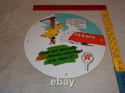 Vintage Texaco Chicken & Tanker Truck 11 3/4 Porcelain Metal Gasoline Oil Sign
