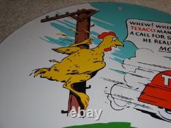 Vintage Texaco Chicken & Tanker Truck 11 3/4 Porcelain Metal Gasoline Oil Sign