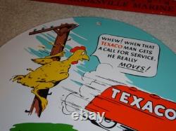 Vintage Texaco Chicken & Tanker Truck 11 3/4 Porcelain Metal Gasoline Oil Sign