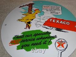 Vintage Texaco Chicken & Tanker Truck 11 3/4 Porcelain Metal Gasoline Oil Sign