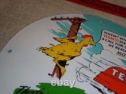 Vintage Texaco Chicken & Tanker Truck 11 3/4 Porcelain Metal Gasoline Oil Sign