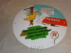 Vintage Texaco Chicken & Tanker Truck 11 3/4 Porcelain Metal Gasoline Oil Sign