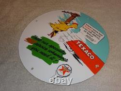 Vintage Texaco Chicken & Tanker Truck 11 3/4 Porcelain Metal Gasoline Oil Sign