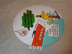 Vintage Texaco Chicken & Tanker Truck 11 3/4 Porcelain Metal Gasoline Oil Sign