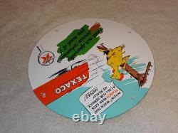 Vintage Texaco Chicken & Tanker Truck 11 3/4 Porcelain Metal Gasoline Oil Sign