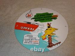 Vintage Texaco Chicken & Tanker Truck 11 3/4 Porcelain Metal Gasoline Oil Sign
