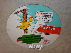 Vintage Texaco Chicken & Tanker Truck 11 3/4 Porcelain Metal Gasoline Oil Sign