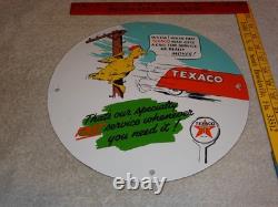Vintage Texaco Chicken & Tanker Truck 11 3/4 Porcelain Metal Gasoline Oil Sign