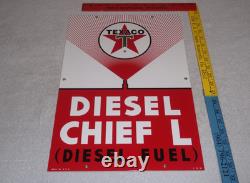 Vintage Texaco Diesel Chief L Fuel Sprayer 18 Porcelain Metal Gasoline Oil Sign