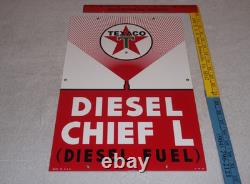 Vintage Texaco Diesel Chief L Fuel Sprayer 18 Porcelain Metal Gasoline Oil Sign