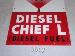 Vintage Texaco Diesel Chief L Fuel Sprayer 18 Porcelain Metal Gasoline Oil Sign