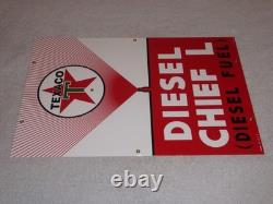 Vintage Texaco Diesel Chief L Fuel Sprayer 18 Porcelain Metal Gasoline Oil Sign
