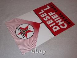 Vintage Texaco Diesel Chief L Fuel Sprayer 18 Porcelain Metal Gasoline Oil Sign