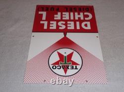 Vintage Texaco Diesel Chief L Fuel Sprayer 18 Porcelain Metal Gasoline Oil Sign
