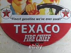 Vintage Texaco Fire Chief Gasoline Porcelain Gas Station Pump Motor Oil Sign