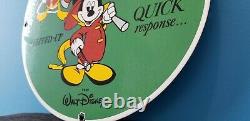 Vintage Texaco Gasoline Fire Chief Porcelain Mickey Mouse Disney Service Sign