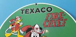 Vintage Texaco Gasoline Fire Chief Porcelain Mickey Mouse Disney Service Sign