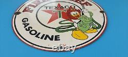 Vintage Texaco Gasoline Fire Chief Porcelain Walt Disney Gas Service Pump Sign