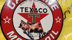 Vintage Texaco Gasoline Motor Oil Gas&oil Pinup Girl Porcelain Enamel Sign