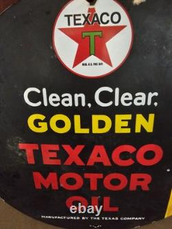 Vintage Texaco Gasoline Porcelain 12 Golden Gas Motor Service Station Pump Sign