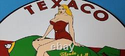 Vintage Texaco Gasoline Porcelain Blonde Bombshell Military Service Station Sign